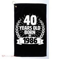 40th Birthday 40 Years Old Born In 1986 Wreath Banner  Golf Towel thumb 0