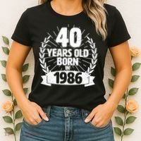 40th Birthday 40 Years Old Born In 1986 Wreath Banner  Women's T-Shirt thumb 2
