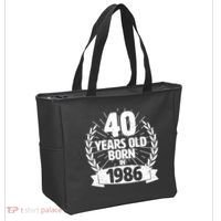 40th Birthday 40 Years Old Born In 1986 Wreath Banner  Tote Bag thumb 2