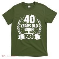 40th Birthday 40 Years Old Born In 1986 Wreath Banner  T-Shirt thumb 0