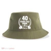 40th Birthday 40 Years Old Born In 1986 Wreath Banner  Sustainable Bucket Hat thumb 0