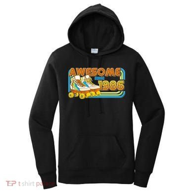 40th Birthday Awesome Since 1986 Retro Roller Skates  Women's Hoodie