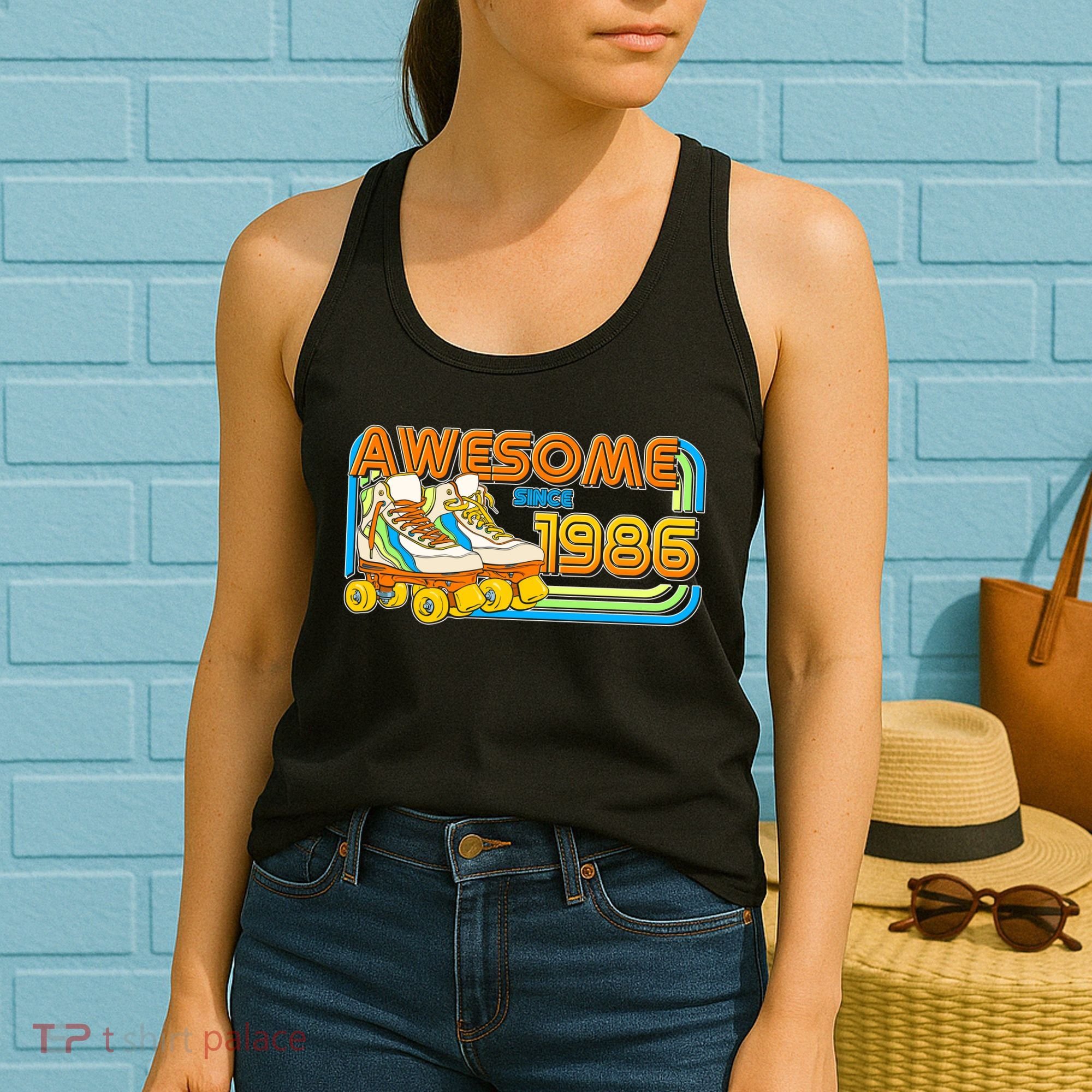 40th Birthday Awesome Since 1986 Retro Roller Skates  Women's Tank Top