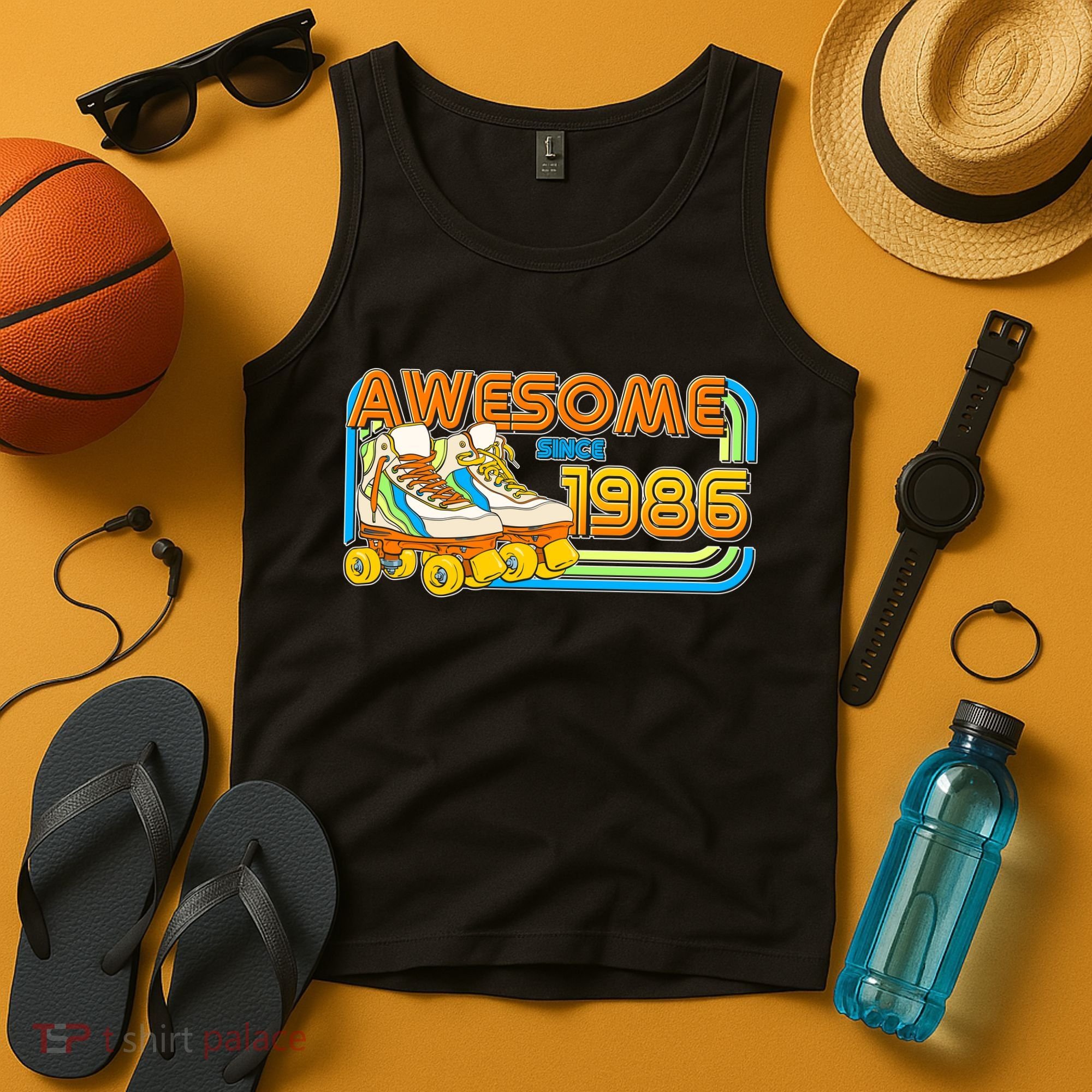 40th Birthday Awesome Since 1986 Retro Roller Skates  Tank Top