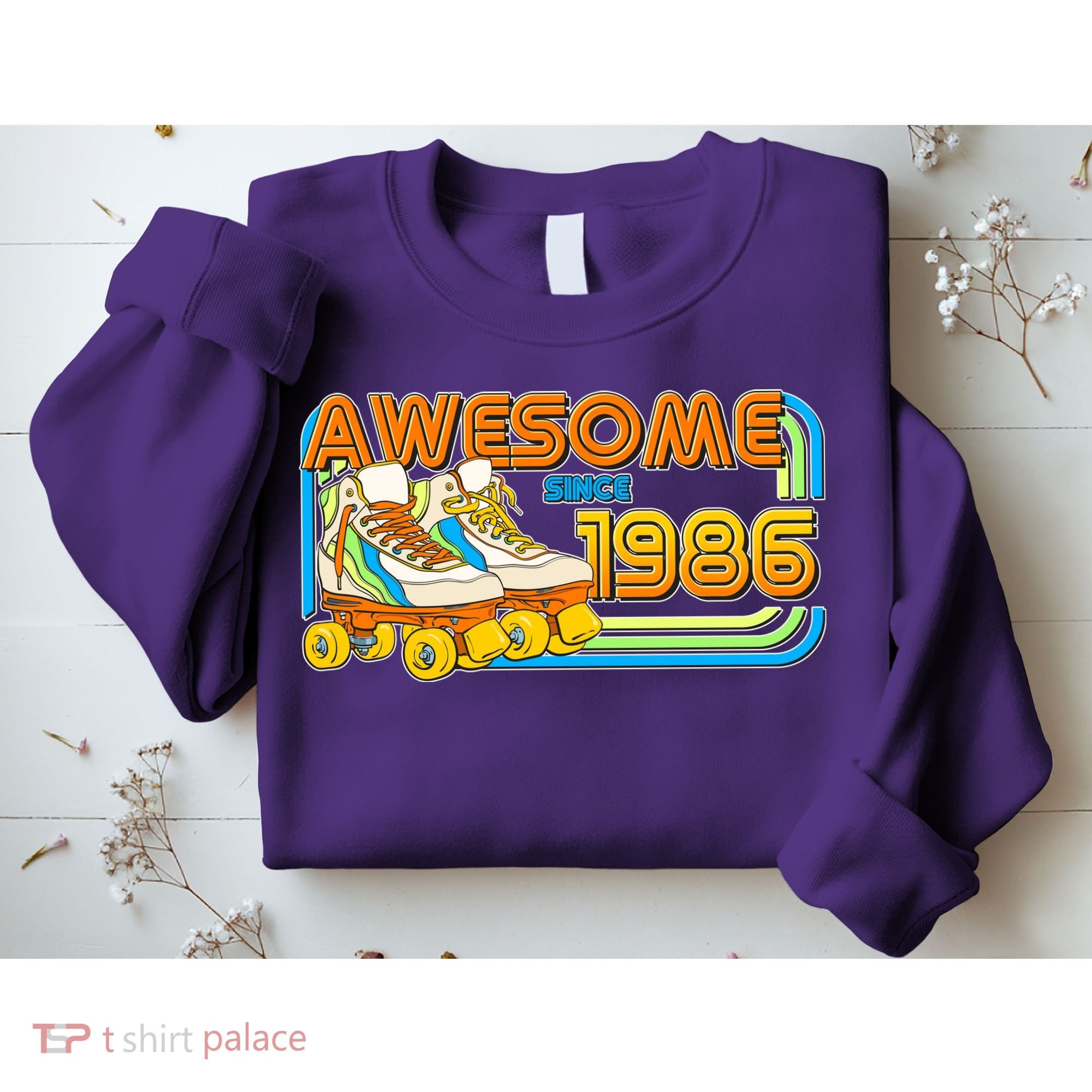 40th Birthday Awesome Since 1986 Retro Roller Skates  Sweatshirt