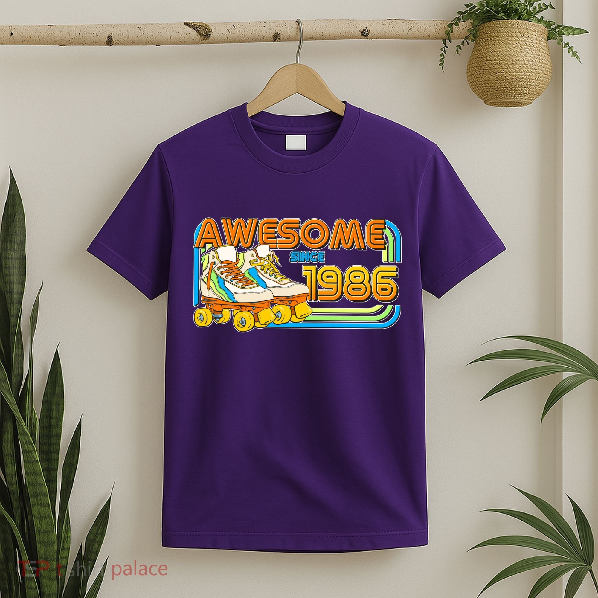 40th Birthday Awesome Since 1986 Retro Roller Skates  T-Shirt