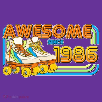 40th Birthday Awesome Since 1986 Retro Roller Skates  Button