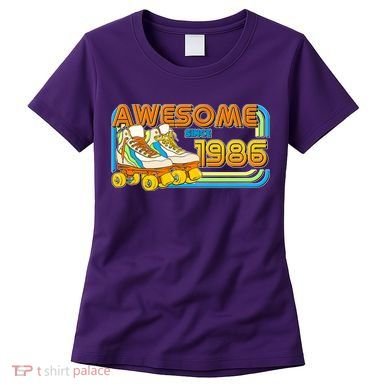 40th Birthday Awesome Since 1986 Retro Roller Skates  Women's T-Shirt