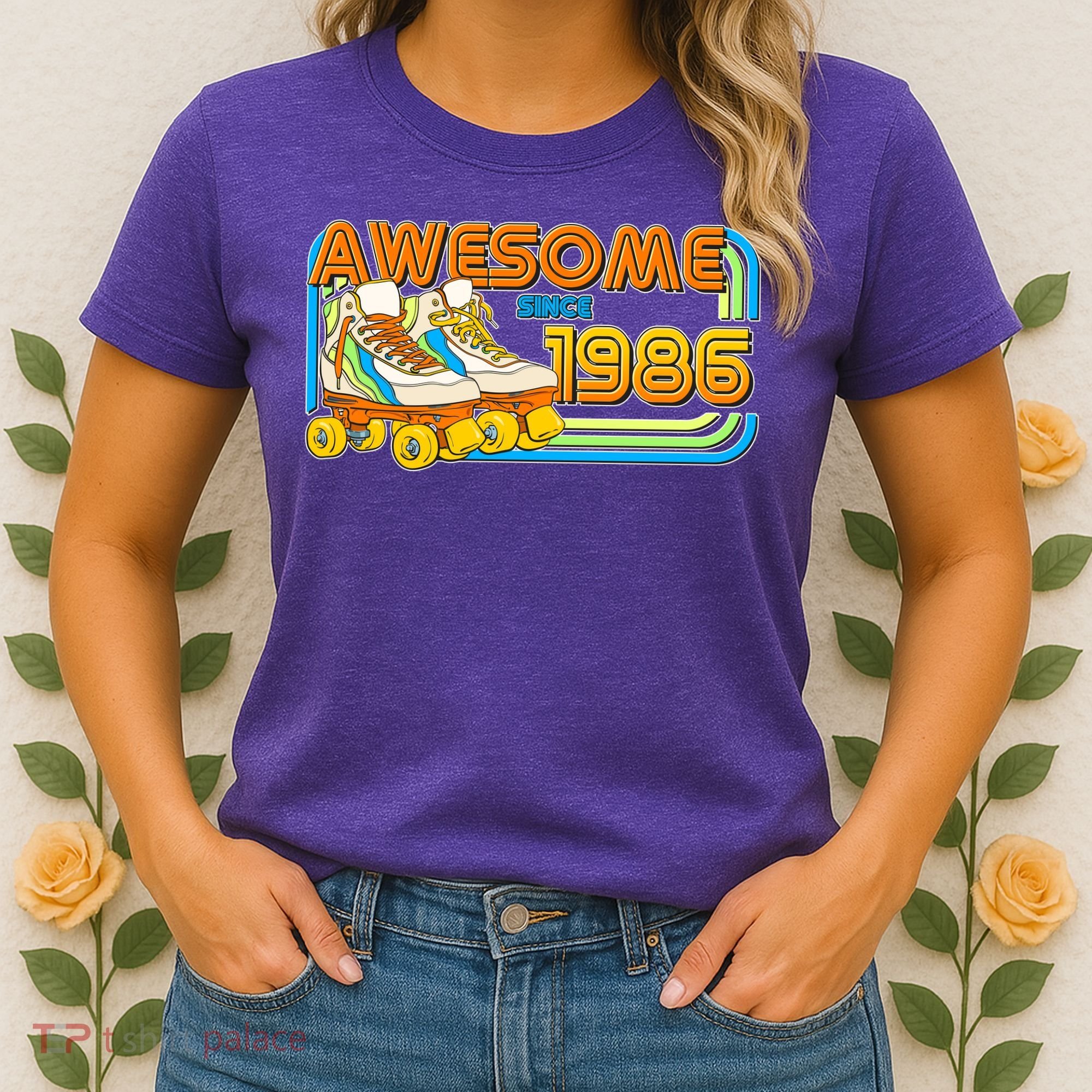 40th Birthday Awesome Since 1986 Retro Roller Skates  Women's T-Shirt