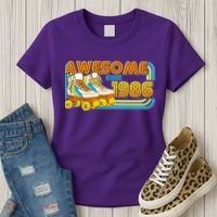 40th Birthday Awesome Since 1986 Retro Roller Skates  Women's T-Shirt thumb 3