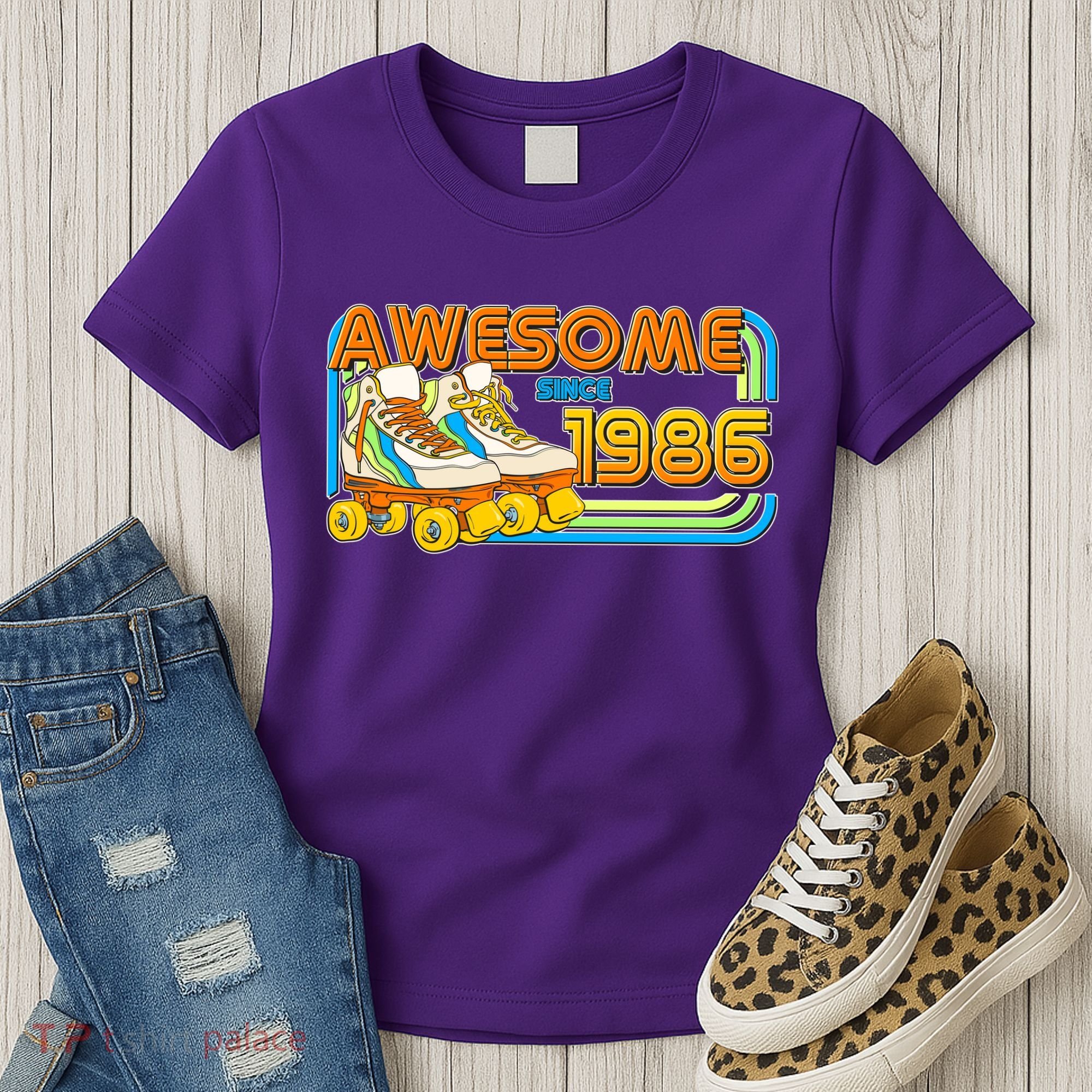40th Birthday Awesome Since 1986 Retro Roller Skates  Women's T-Shirt