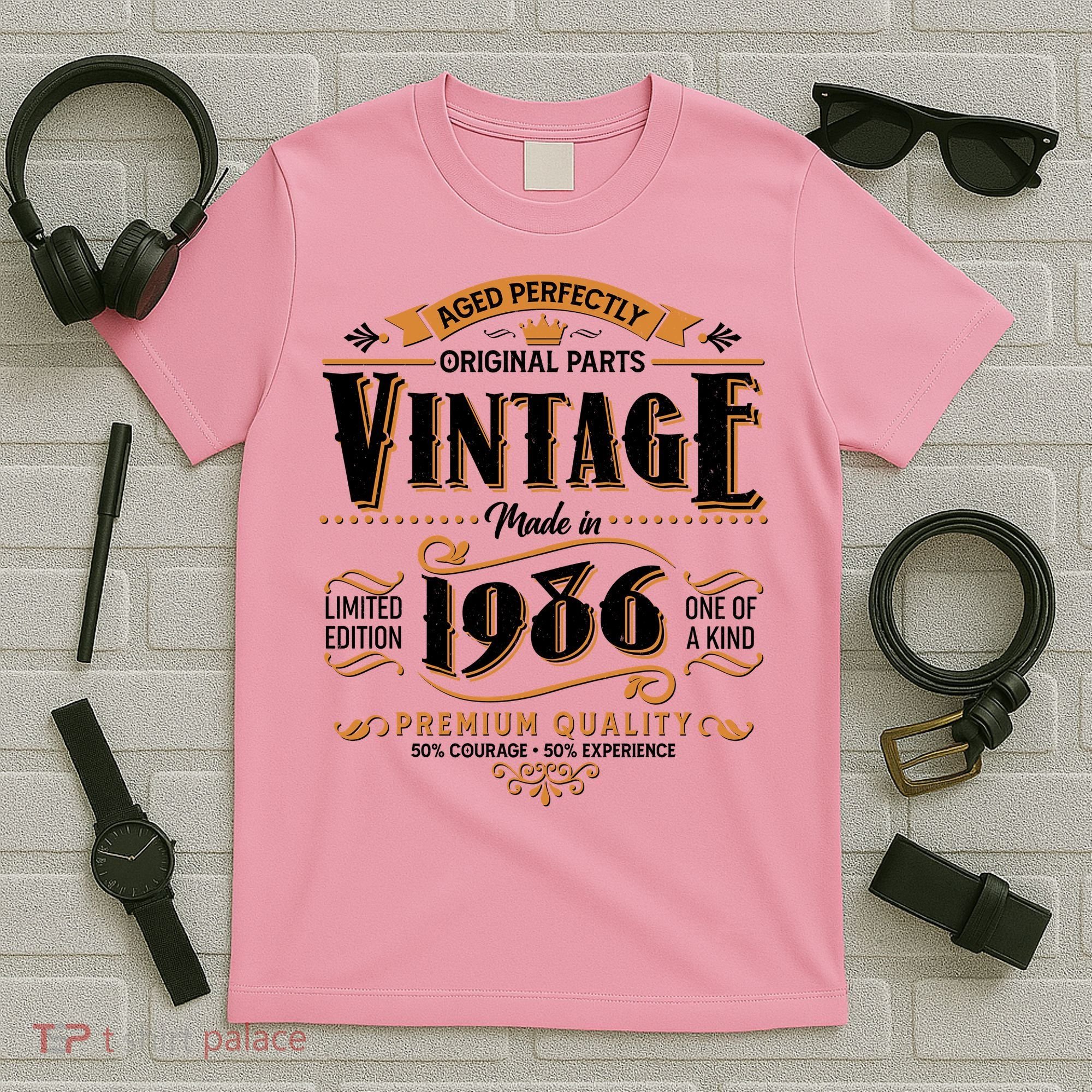 40th Birthday Age Perfectly Original Parts Vintage Made In 1986 Premium Quality T-Shirt