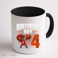 4th Birthday Boy Basketball Dabbing 4 Years Old Afro Boy Coffee Mug thumb 1