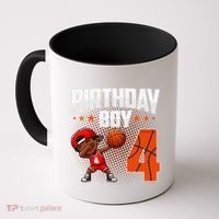 4th Birthday Boy Basketball Dabbing 4 Years Old Afro Boy Coffee Mug thumb 0