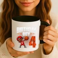 4th Birthday Boy Basketball Dabbing 4 Years Old Afro Boy Coffee Mug thumb 3