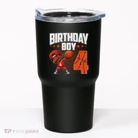 4th Birthday Boy Basketball Dabbing 4 Years Old Afro Boy Tumbler thumb 0