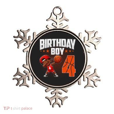 4th Birthday Boy Basketball Dabbing 4 Years Old Afro Boy Ornament