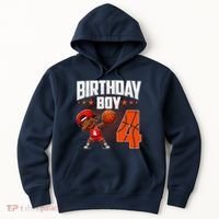 4th Birthday Boy Basketball Dabbing 4 Years Old Afro Boy Hoodie thumb 0