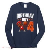 4th Birthday Boy Basketball Dabbing 4 Years Old Afro Boy Long Sleeve Shirt thumb 0
