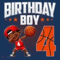 4th Birthday Boy Basketball Dabbing 4 Years Old Afro Boy Long Sleeve Shirt thumb 2