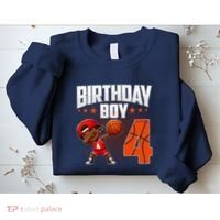 4th Birthday Boy Basketball Dabbing 4 Years Old Afro Boy Sweatshirt thumb 2