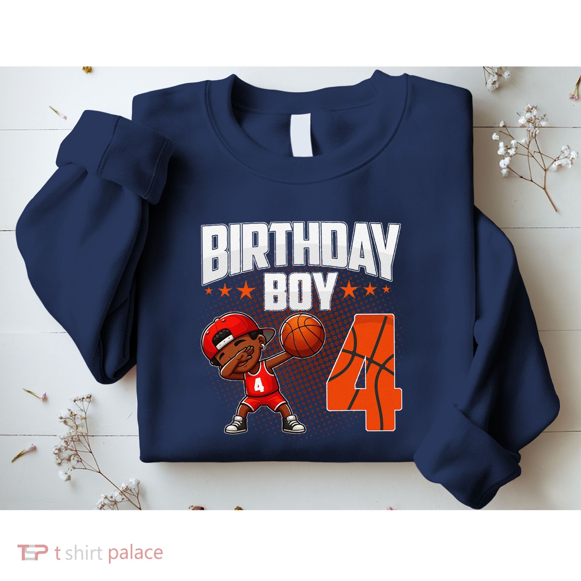 4th Birthday Boy Basketball Dabbing 4 Years Old Afro Boy Sweatshirt