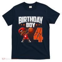 4th Birthday Boy Basketball Dabbing 4 Years Old Afro Boy T-Shirt thumb 0