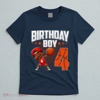 4th Birthday Boy Basketball Dabbing 4 Years Old Afro Boy T-Shirt thumb 5