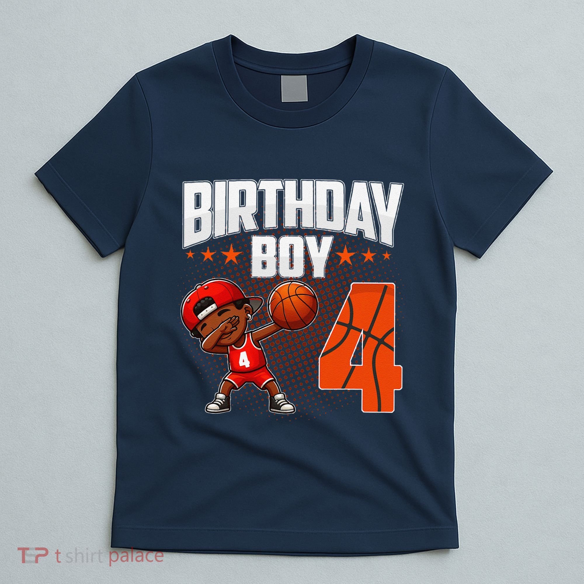 4th Birthday Boy Basketball Dabbing 4 Years Old Afro Boy T-Shirt