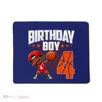4th Birthday Boy Basketball Dabbing 4 Years Old Afro Boy Mousepad thumb 0