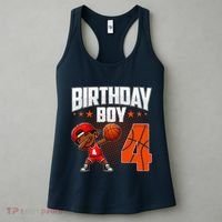 4th Birthday Boy Basketball Dabbing 4 Years Old Afro Boy Women's Tank Top thumb 3