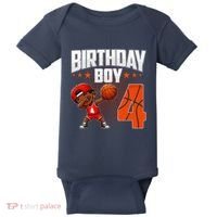 4th Birthday Boy Basketball Dabbing 4 Years Old Afro Boy Baby Bodysuit thumb 0