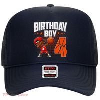 4th Birthday Boy Basketball Dabbing 4 Years Old Afro Boy Hat thumb 0