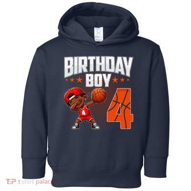 4th Birthday Boy Basketball Dabbing 4 Years Old Afro Boy Toddler Hoodie