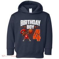 4th Birthday Boy Basketball Dabbing 4 Years Old Afro Boy Toddler Hoodie thumb 0