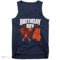 4th Birthday Boy Basketball Dabbing 4 Years Old Afro Boy Tank Top thumb 0