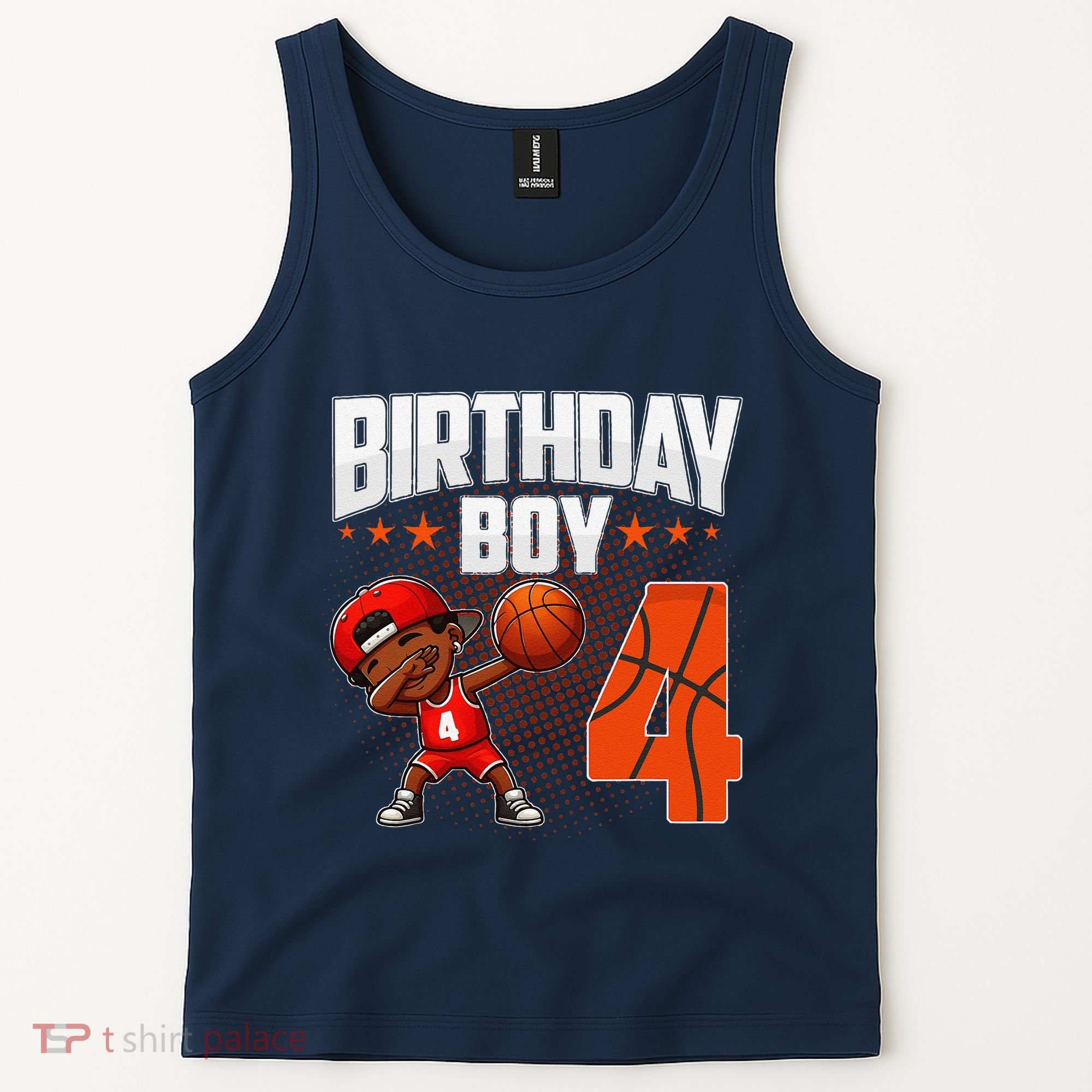4th Birthday Boy Basketball Dabbing 4 Years Old Afro Boy Tank Top