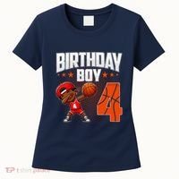 4th Birthday Boy Basketball Dabbing 4 Years Old Afro Boy Women's T-Shirt thumb 0