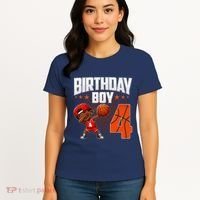 4th Birthday Boy Basketball Dabbing 4 Years Old Afro Boy Women's T-Shirt thumb 4