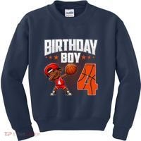 4th Birthday Boy Basketball Dabbing 4 Years Old Afro Boy Kids Sweatshirt thumb 0