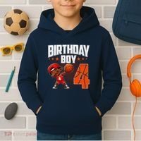 4th Birthday Boy Basketball Dabbing 4 Years Old Afro Boy Kids Hoodie thumb 2