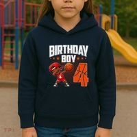 4th Birthday Boy Basketball Dabbing 4 Years Old Afro Boy Kids Hoodie thumb 3