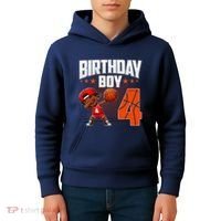 4th Birthday Boy Basketball Dabbing 4 Years Old Afro Boy Kids Hoodie thumb 4