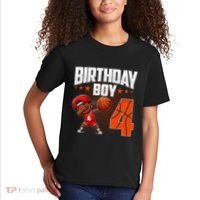 4th Birthday Boy Basketball Dabbing 4 Years Old Afro Boy Kids T-Shirt thumb 2