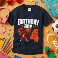 4th Birthday Boy Basketball Dabbing 4 Years Old Afro Boy Kids T-Shirt thumb 3