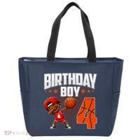4th Birthday Boy Basketball Dabbing 4 Years Old Afro Boy Tote Bag thumb 0