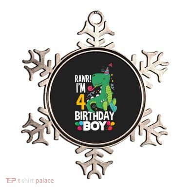 4th Birthday Boy 4 Year Old Birthday Boy T Rex Dinosaur Ornament