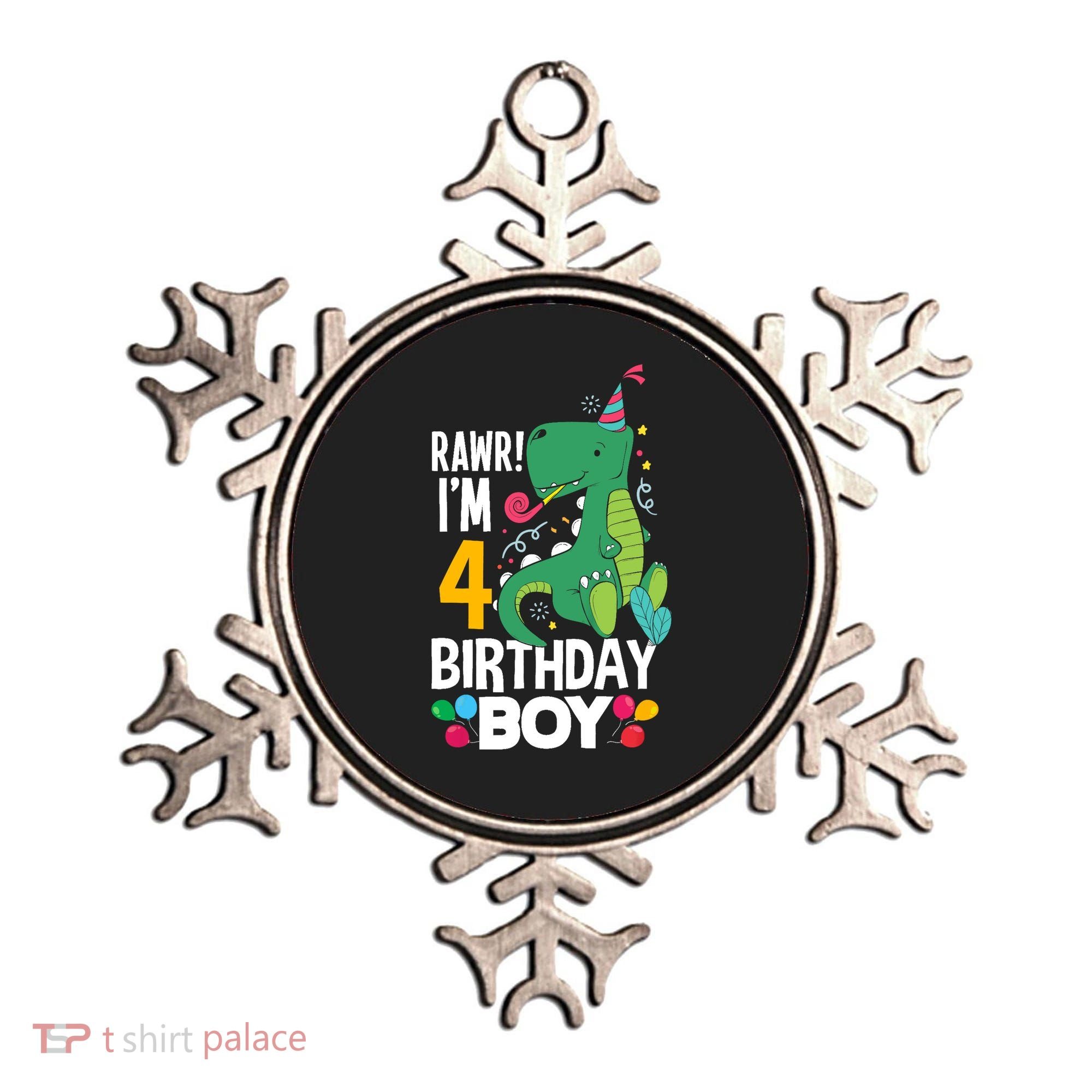 4th Birthday Boy 4 Year Old Birthday Boy T Rex Dinosaur Ornament