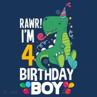 4th Birthday Boy 4 Year Old Birthday Boy T Rex Dinosaur Baby Bodysuit thumb 2