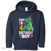 4th Birthday Boy 4 Year Old Birthday Boy T Rex Dinosaur Toddler Hoodie thumb 0
